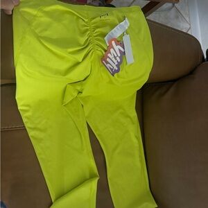 YITTY Neon Yellow Ruched Leggings